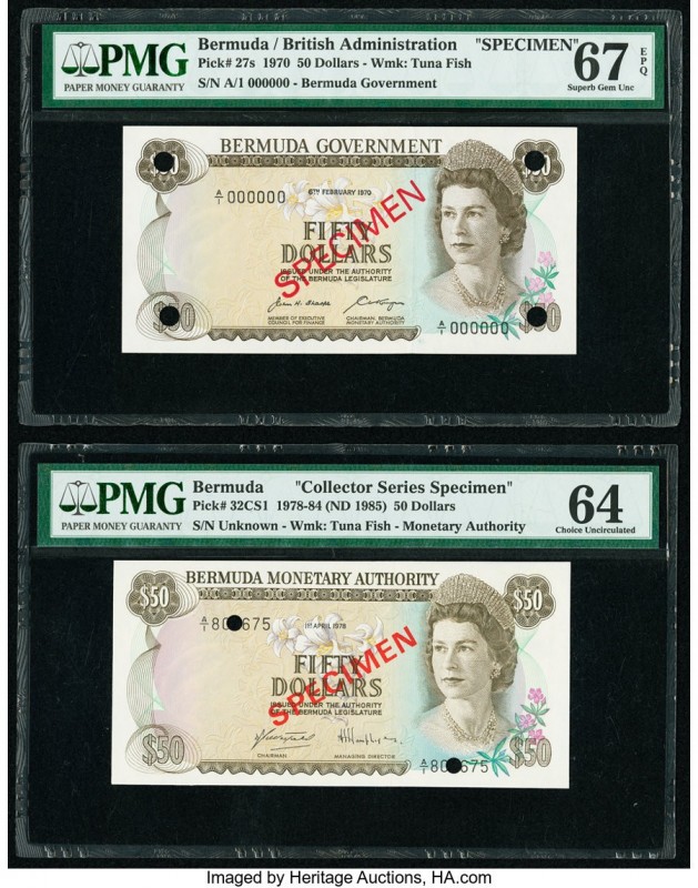 Bermuda Bermuda Government 50 Dollars 6.2.1970 Pick 27s Specimen PMG Superb Gem ...