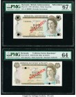 Bermuda Bermuda Government 50 Dollars 6.2.1970 Pick 27s Specimen PMG Superb Gem Unc 67 EPQ; Bermuda Monetary Authority 50 Dollars 1978-84 (ND 1985) Pi...