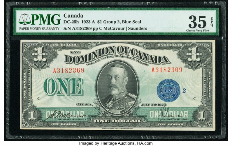 Canada Dominion of Canada $1 2.7.1923 DC-25h PMG Choice Very Fine 35 EPQ. 

HID0...