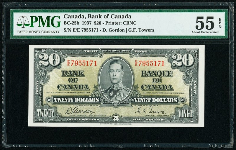 Canada Bank of Canada $20 1937 BC-25b PMG About Uncirculated 55 EPQ. 

HID098012...