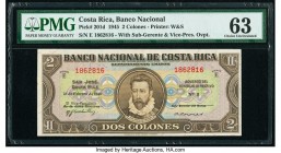 Costa Rica Banco Nacional 2 Colones 28.2.1945 Pick 201d PMG Choice Uncirculated 63. 

HID09801242017