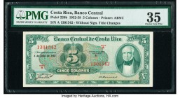 Costa Rica Banco Central de Costa Rica 5 Colones 8.7.1953 Pick 220b PMG Choice Very Fine 35. 

HID09801242017