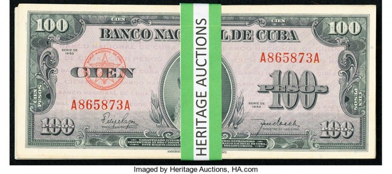 Cuba Banco Nacional de Cuba 100 Pesos 1950-58 Pick 82 42 Examples Crisp Uncircul...