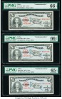 Cuba Banco Nacional de Cuba 1 Peso 1953 Pick 86a Three Commemorative Notes PMG Gem Uncirculated 66 EPQ (2); Gem Uncirculated 65 EPQ. 

HID09801242017
