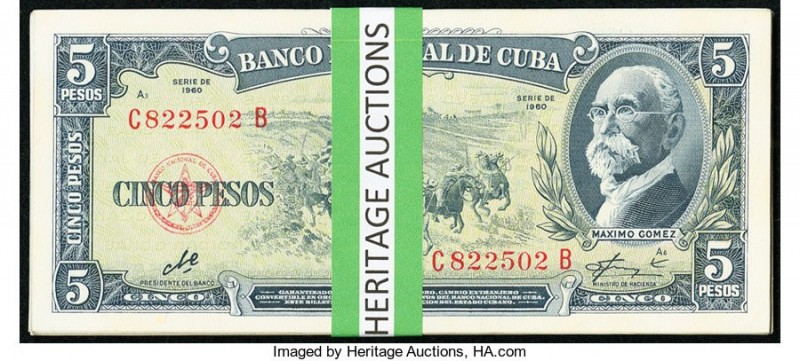 Cuba Banco Nacional de Cuba 5 Pesos 1960 Pick 91c, Twenty-Six Examples About Unc...