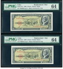 Cuba Banco Nacional de Cuba 5 Pesos 1960 Pick 91c* Two Consecutive Replacement Notes PMG Choice Uncirculated 64 (2). Exceptional Embossing is mentione...