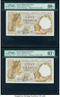 France Banque de France 100 Francs 9.1.1941 Pick 94 Two Consecutive Notes PMG Superb Gem Unc 68 EPQ; Superb Gem Unc 67 EPQ. 

HID09801242017