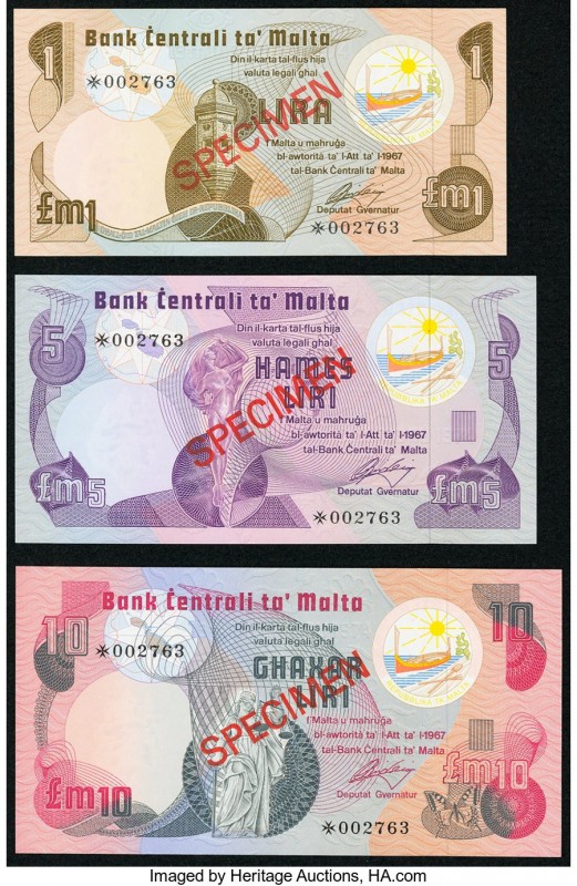 Malta Bank Centrali ta' Malta 1; 5; 10 Liri ND (1979) Pick CS1 Collectors Series...