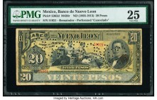 Mexico Banco de Nuevo Leon 20 Pesos ND (1893-1913) Pick S362d M436r Remainder PMG Very Fine 25. Cancel perforation; stained, annotation.

HID098012420...