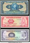 Nicaragua Banco Nacional de Nicaragua 1 Cordoba 1941 Pick 90a; 10 Cordobas D. 1972 Pick 123; 50 Cordobas D. 1979 Pick 131 Crisp Uncirculated. 

HID098...