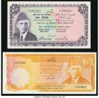 Pakistan State Bank Haj Issue 10 Rupees ND (1950) Pick R4; 100 Rupees ND (1975-78) Pick R7 Crisp Uncirculated. Staple holes at issue.

HID09801242017