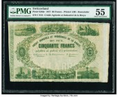 Switzerland Credit Agricole et Industriel de la Broye, Estavayer 50 Francs 28.3.1877 Pick S264r Remainder PMG About Uncirculated 55. 

HID09801242017