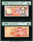 Venezuela Banco Central De Venezuela 100; 50,000 Bolivares 29.1.1980; 24.8.1998 Pick 59s; 83s Commemorative Specimen; Specimen PMG Gem Uncirculated 65...