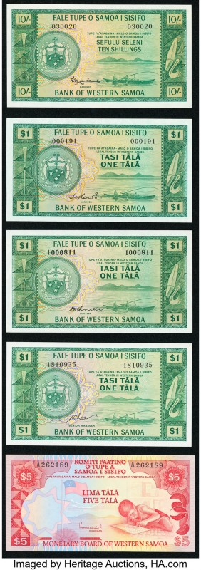 Western Samoa Bank of Western Samoa 10 Shillings ND (1963) Pick 13a; 1 Tala ND (...