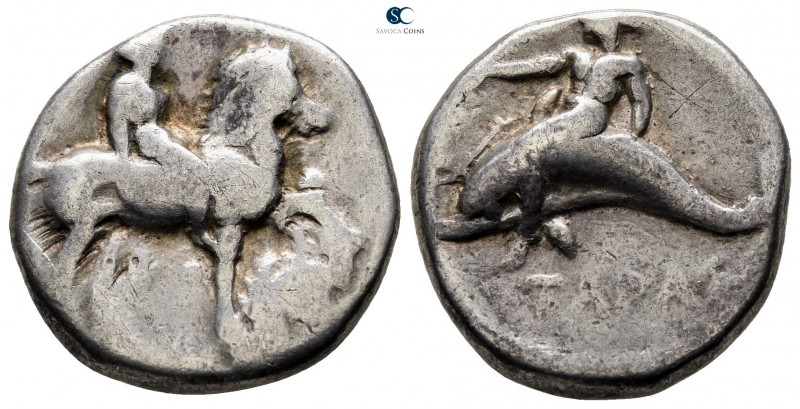 Calabria. Tarentum 365-355 BC. 
Nomos AR

20mm., 7,31g.

Youth on horse pra...