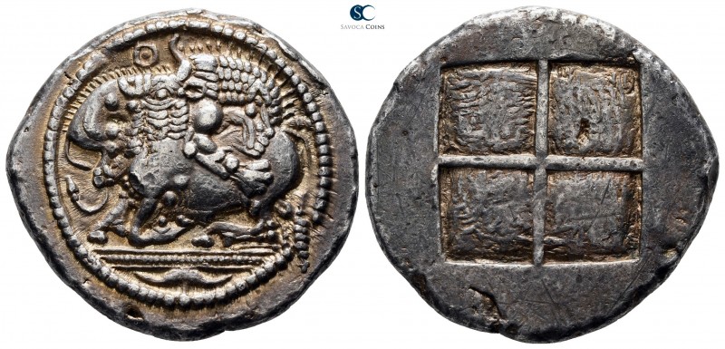 Macedon. Akanthos circa 480-470 BC. Attic standard
Tetradrachm AR

30mm., 16,...