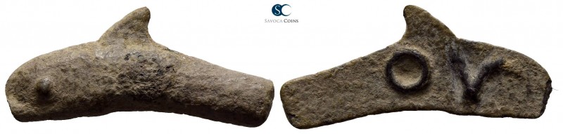 Scythia. Olbia circa 437-410 BC. 
Cast coinage Æ

25mm., 1,94g.

Dolphin le...
