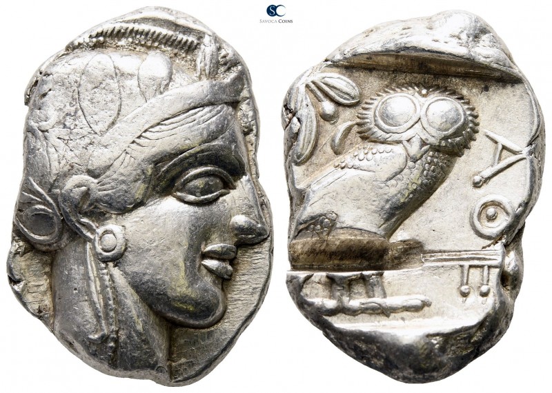Attica. Athens 454-404 BC. 
Tetradrachm AR

26mm., 17,19g.

Head of Athena ...