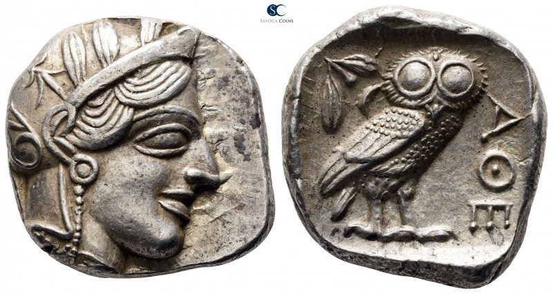 Attica. Athens circa 454-404 BC. 
Tetradrachm AR

25mm., 17,21g.

Helmeted ...