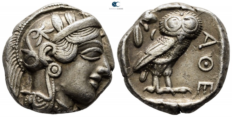 Attica. Athens circa 454-415 BC. 
Tetradrachm AR

24mm., 17,07g.

Head of A...