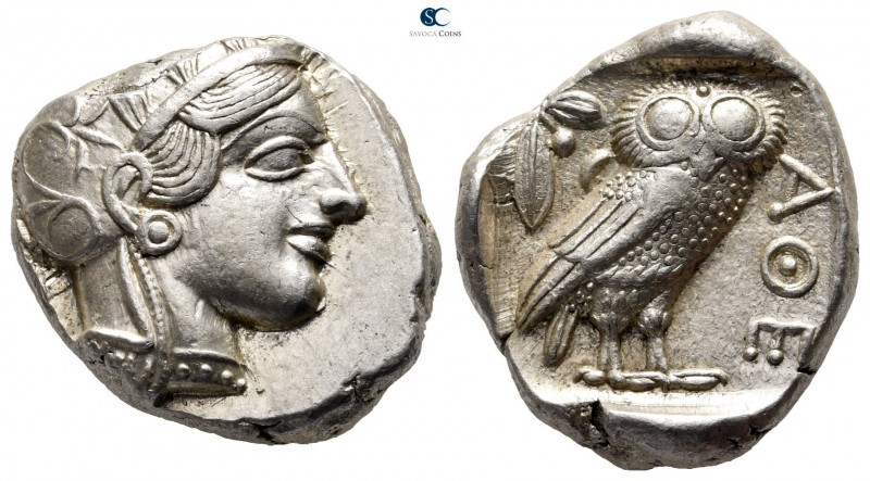 Attica. Athens 454-404 BC. 
Tetradrachm AR

25mm., 17,24g.

Head of Athena ...