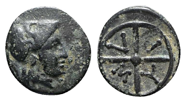 Bithynia. Apameia-Myrleia circa 203 BC. 
Bronze Æ

12mm., 1,19g.

Helmeted ...