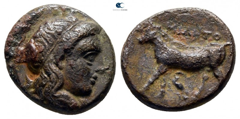 Mysia. Miletopolis 400-300 BC. 
Bronze Æ

12mm., 1,96g.

Laureate head of A...