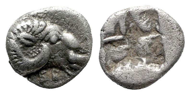 Troas. Kebren circa 500-400 BC. 
Diobol AR

8mm., 1,04g.

Ram's head right ...
