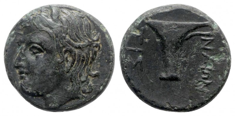 Aeolis. Tisna 350-300 BC. 
Bronze Æ

15mm., 4,07g.

Head of river god Tisna...