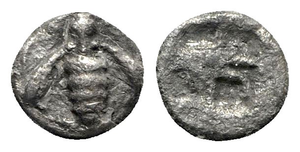 Ionia. Ephesos circa 550-500 BC. 
1/12 Stater AR or Hemihekte

7mm., 0,86g.
...