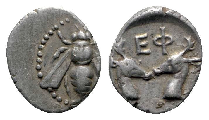 Ionia. Ephesos circa 390-325 BC. 
Diobol AR

10mm., 1,18g.

Bee with straig...