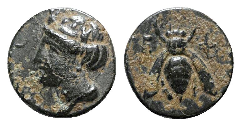 Ionia. Ephesos circa 375-325 BC. 
Bronze Æ

10mm., 1,14g.

Female head left...