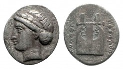 Ionia. Kolophon . ΠΥΘΟΔΩΡΟΣ (Pythodoros), magistrate circa 375-350 BC. Diobol AR. Rhodian standard