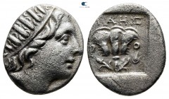 Islands off Caria. Rhodos. ΜΑΗΣ (Maes), magistrate 88-85 BC. Plinthophoric Drachm AR