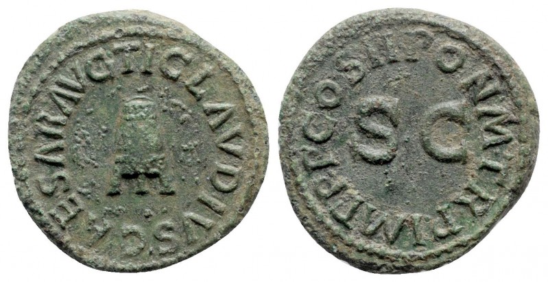 Claudius AD 41-54. Struck AD 41. Rome
Quadrans Æ

19mm., 3,11g.

TI CLAVDIV...
