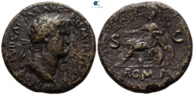 Nero AD 54-68. Rome
Sestertius Æ

35mm., 24,45g.

NERO CLAVD CAESAR AVG GER...