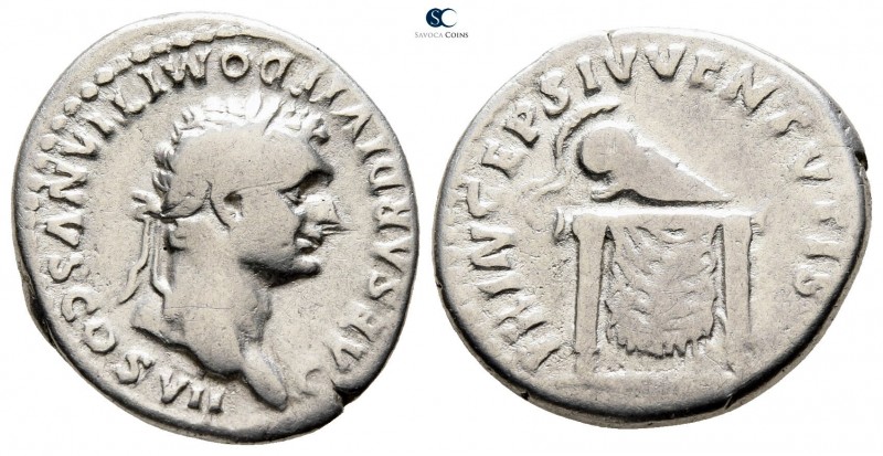 Domitian as Caesar AD 69-81. Struck AD 80-81. Rome
Denarius AR

18mm., 3,21g....