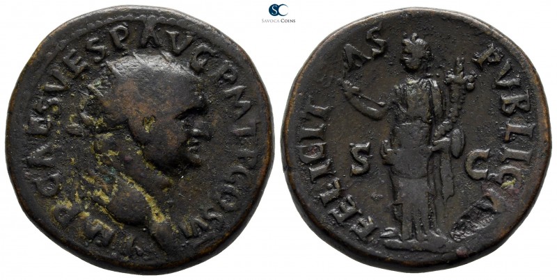 Vespasian AD 69-79. Rome
Dupondius Æ

26mm., 13,64g.

IMP CAES VESP AVG P M...