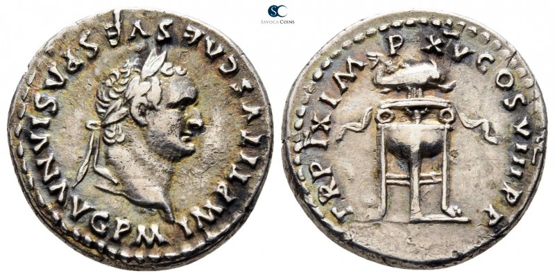 Titus AD 79-81. Struck AD 80. Rome
Denarius AR

17mm., 3,18g.

IMP TITVS CA...