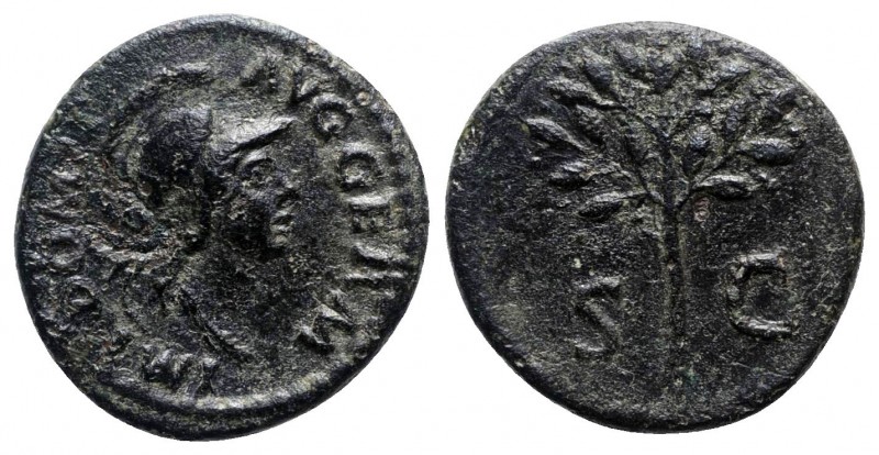 Domitian AD 81-96. Rome
Quadrans Æ

17mm., 2,47g.

IMP DOMIT AVG GERM, Helm...
