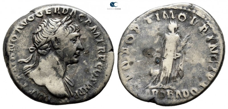 Trajan AD 98-117. Rome
Denarius AR

19mm., 3,27g.

[IMP TRAIA]NO AVG GER DA...