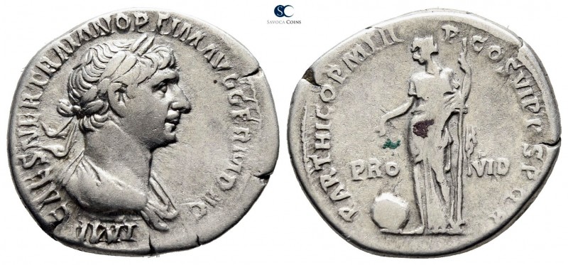 Trajan AD 98-117. Rome
Denarius AR

18mm., 3,02g.

IMP CAES NER TRAIAN OPTI...
