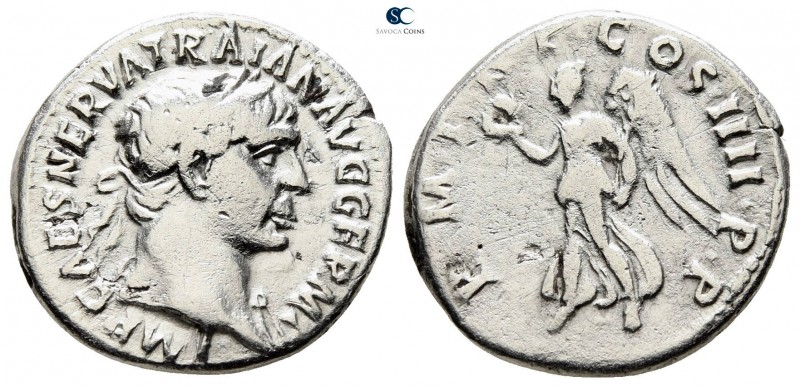 Trajan AD 98-117. Struck AD 109. Rome
Denarius AR

18mm., 3,08g.

IMP CAES ...
