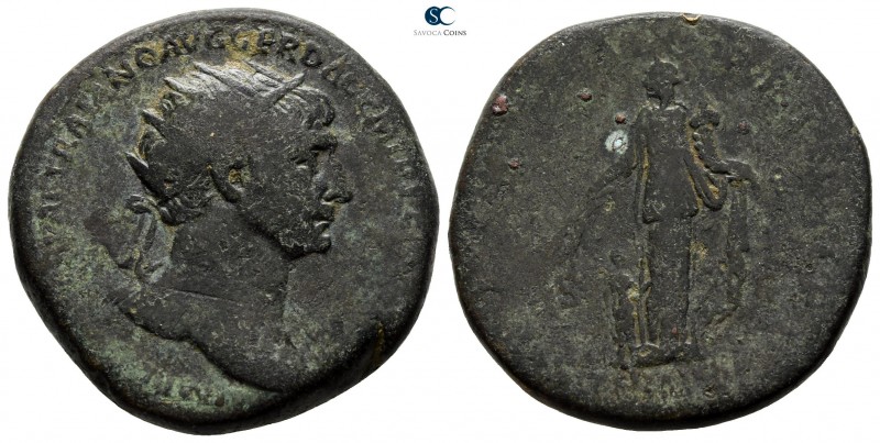 Trajan AD 98-117. Rome
Dupondius Æ

26mm., 13,24g.

[IMP CAES NERVAE] TRAIA...