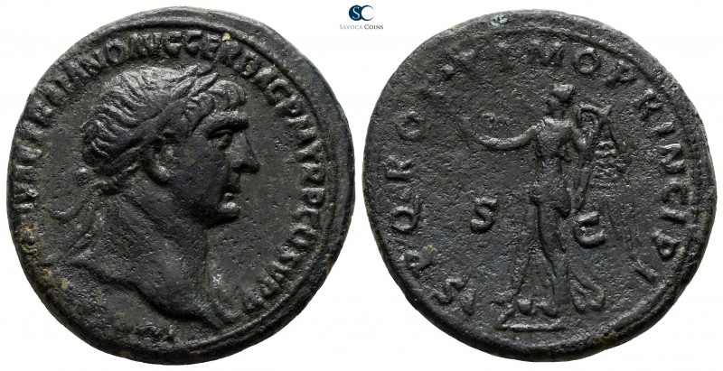 Trajan AD 98-117. Rome
As Æ

28mm., 11,87g.

IMP CAES NERVAE TRAIANO AVG GE...