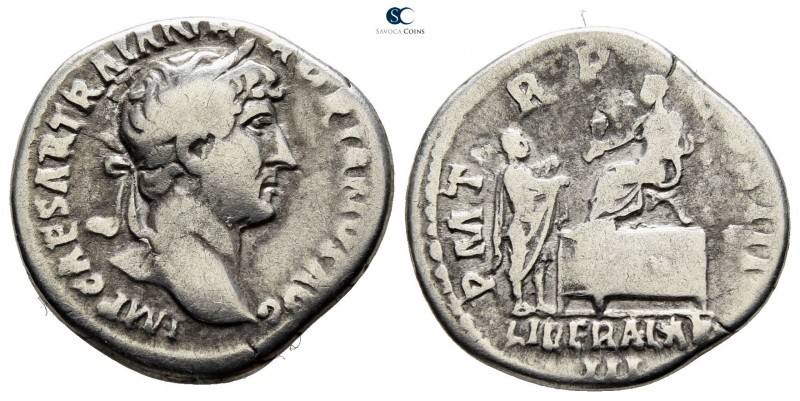Hadrian AD 117-138. Rome
Denarius AR

18mm., 2,61g.

IMP CAESAR TRAIAN [HAD...
