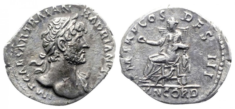 Hadrian AD 117-138. Rome
Denarius AR

19mm., 2,86g.

IMP CAESAR TRAIAN HADR...