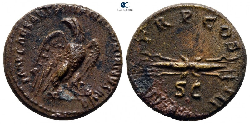 Hadrian AD 117-138. Struck AD 121-122. Rome
Semis Æ

17mm., 3,46g.

IMP CAE...