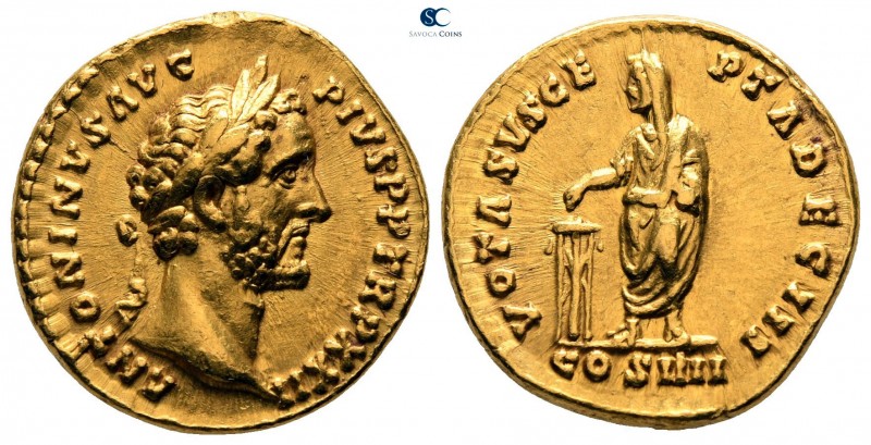 Antoninus Pius AD 138-161. Struck AD 158-159. Rome
Aureus AV

18mm., 6,81g.
...