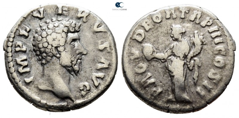 Lucius Verus AD 161-169. Rome
Denarius AR

17mm., 3,01g.

IMP L AVREL VERVS...